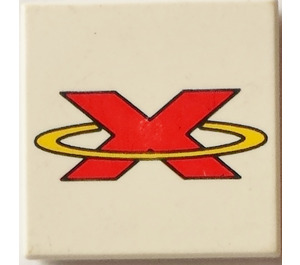LEGO White Tile 2 x 2 with Red Extreme Team Logo with Groove (3068)