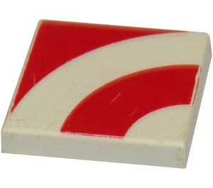 LEGO White Tile 2 x 2 with Red Quarter Rings with Groove (3068)