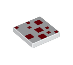 LEGO White Tile 2 x 2 with Red Squares with Groove (26827 / 67533)