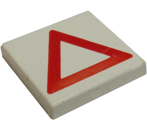 LEGO blanc Tuile 2 x 2 avec rouge Warning Triangle avec rainure (3068)