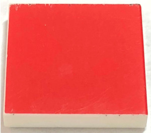 LEGO White Tile 2 x 2 with Red with Groove (3068)