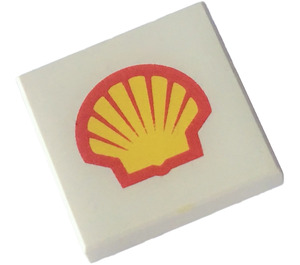 LEGO Bianco Piastrella 2 x 2 con Shell logo con scanalatura (3068)