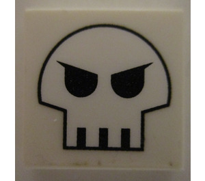 LEGO White Tile 2 x 2 with Space Skull Logo Sticker with Groove (3068)