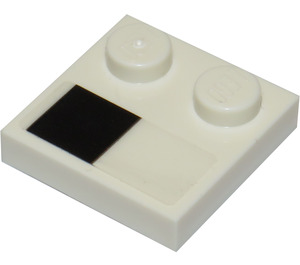 LEGO White Tile 2 x 2 with Studs on Edge with Black Square left Sticker (33909)