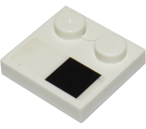 LEGO White Tile 2 x 2 with Studs on Edge with Black Square right Sticker (33909)