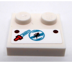 LEGO White Tile 2 x 2 with Studs on Edge with Pipette and Insect in Water Drop Sticker (33909)