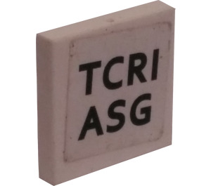 LEGO White Tile 2 x 2 with TCRI ASG Sticker with Groove (3068)