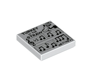 LEGO White Tile 2 x 2 with Turkey in the Straw Sheet Music Decoration with Groove (3068 / 60370)