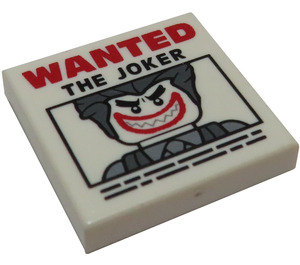 LEGO Wit Tegel 2 x 2 met 'WANTED THE JOKER' Poster met groef (3068 / 29695)