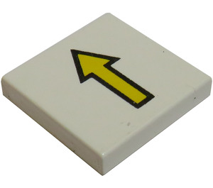 LEGO White Tile 2 x 2 with Yellow Arrow with Groove (3068)