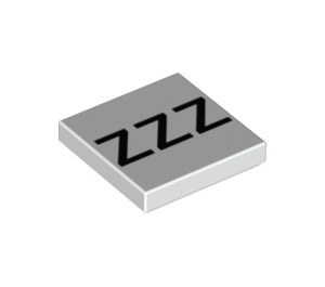 LEGO Biały Płytka 2 x 2 z 'ZZZ' z rowkiem (3068 / 99412)