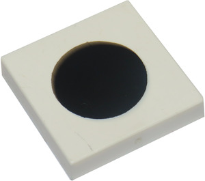 LEGO White Tile 2 x 2 without Groove with Black Circle without Groove
