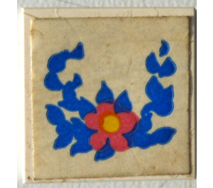 LEGO White Tile 2 x 2 without Groove with Flower with Blue Leaves Sticker without Groove