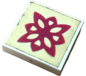 LEGO White Tile 2 x 2 without Groove with Purple Flower Pattern Sticker without Groove