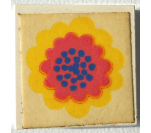 LEGO White Tile 2 x 2 without Groove with Yellow and Red Flower Sticker without Groove