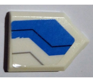 LEGO White Tile 2 x 3 Pentagonal with Blue and white Sticker (22385)
