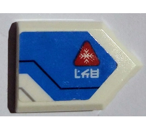 LEGO White Tile 2 x 3 Pentagonal with Blue and white with red triangle Sticker (22385)