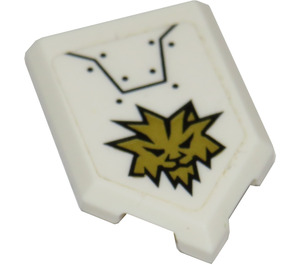 LEGO White Tile 2 x 3 Pentagonal with Golden Lionhead Sticker (22385)