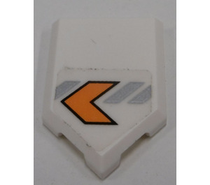 LEGO White Tile 2 x 3 Pentagonal with Orange Arrow (right) Sticker (22385)