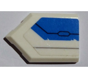 LEGO White Tile 2 x 3 Pentagonal with White and blue Sticker (22385)