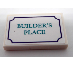 LEGO White Tile 2 x 3 with Dark Turquoise 'BUILDER'S PLACE' Sticker (26603)