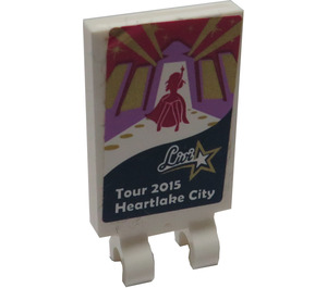 LEGO White Tile 2 x 3 with Horizontal Clips with Heartlake City Tour 2015 Sticker (Thick Open 'O' Clips) (30350)