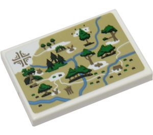 LEGO Weiß Fliese 2 x 3 mit Map of 100 Acre Wood Aufkleber (26603)