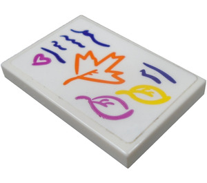 LEGO White Tile 2 x 3 with Orange Mapel Leaf Sticker (26603)