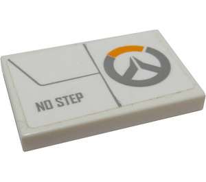 LEGO White Tile 2 x 3 with Overwatch Logo and 'NO STEP' Sticker (26603)