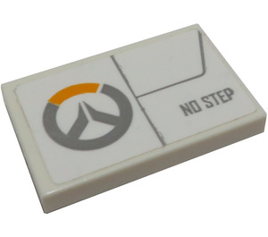 LEGO blanc Tuile 2 x 3 avec Overwatch logo et 'NO STEP' Autocollant (26603)