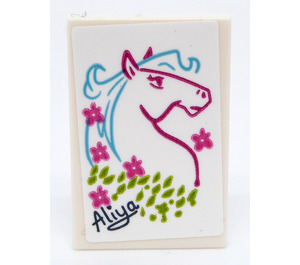 LEGO White Tile 2 x 3 with Painting by Aliya of a Horse Sticker (26603)