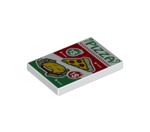 LEGO White Tile 2 x 3 with Pizza Advertisment (26603 / 62688)