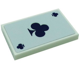 LEGO White Tile 2 x 3 with Playing Card Ace of Clubs Sticker (26603)