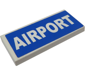 LEGO White Tile 2 x 4 with 'AIRPORT' Sticker (87079)