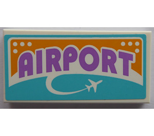 LEGO Weiß Fliese 2 x 4 mit 'AIRPORT' Aufkleber (87079)