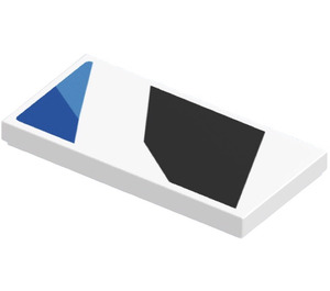 LEGO blanc Tuile 2 x 4 avec Noir et Bleu Shapes Autocollant (87079)