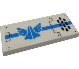 LEGO blanc Tuile 2 x 4 avec Bleu Galaxy Squad logo et Noir Oval des trous Grille (Droite) Autocollant (87079)