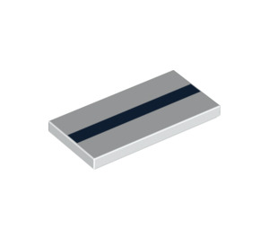 LEGO Weiß Fliese 2 x 4 mit Dark Blau Streifen (45353 / 87079)