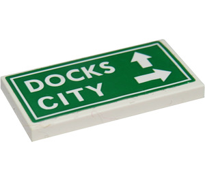 LEGO White Tile 2 x 4 with Docks and City Directions Sticker (87079)