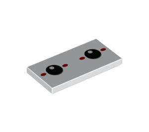 LEGO White Tile 2 x 4 with Eyes with Red Dots (87079 / 94033)
