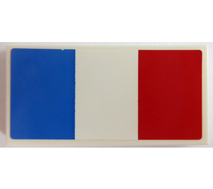 LEGO Weiß Fliese 2 x 4 mit French Flagge Aufkleber (87079)