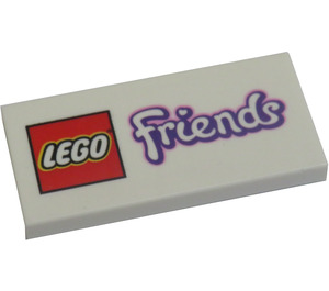 LEGO White Tile 2 x 4 with Friends Logo (13734 / 87079)