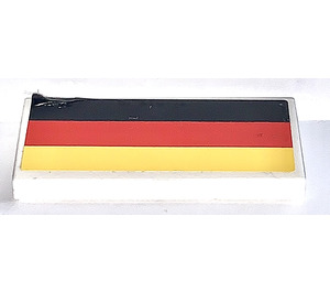 LEGO White Tile 2 x 4 with German Flag Black Red Yellow (Gold) Sticker (87079)