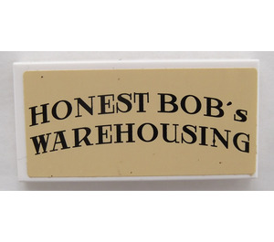 LEGO White Tile 2 x 4 with Honest Bob's Warehousing Sticker (87079)