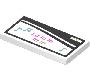 LEGO blanc Tuile 2 x 4 avec ‘La la la la la’ et Musical Notes Autocollant (87079)