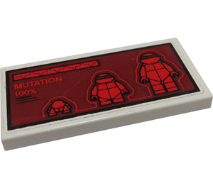 LEGO Weiß Fliese 2 x 4 mit Ninja Turtles und 'MUTATION 100%' auf Dark rot Background Aufkleber (87079)