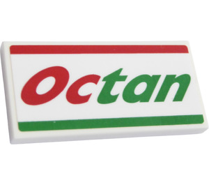 LEGO White Tile 2 x 4 with 'Octan' Sticker (87079)