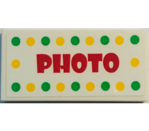 LEGO Wit Tegel 2 x 4 met Photo Sticker (87079)