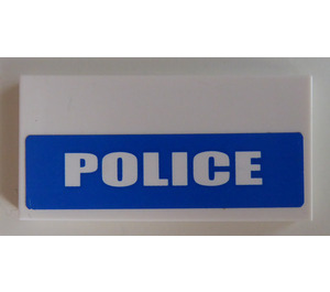 LEGO White Tile 2 x 4 with 'POLICE' Sticker (87079)