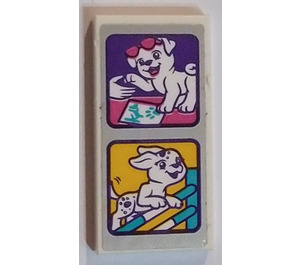 LEGO White Tile 2 x 4 with Puppy championship Sticker (87079)
